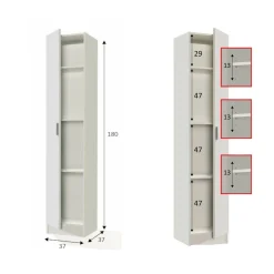 Armadio bianco bagno 37x180h cm - Alexander