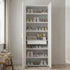 Guardaroba 2 Ante > Dmora Armadio con cassetto 79x170h cm - Amylya Bianco