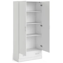 Guardaroba 2 Ante > Dmora Armadio con cassetto 79x170h cm - Amylya Bianco