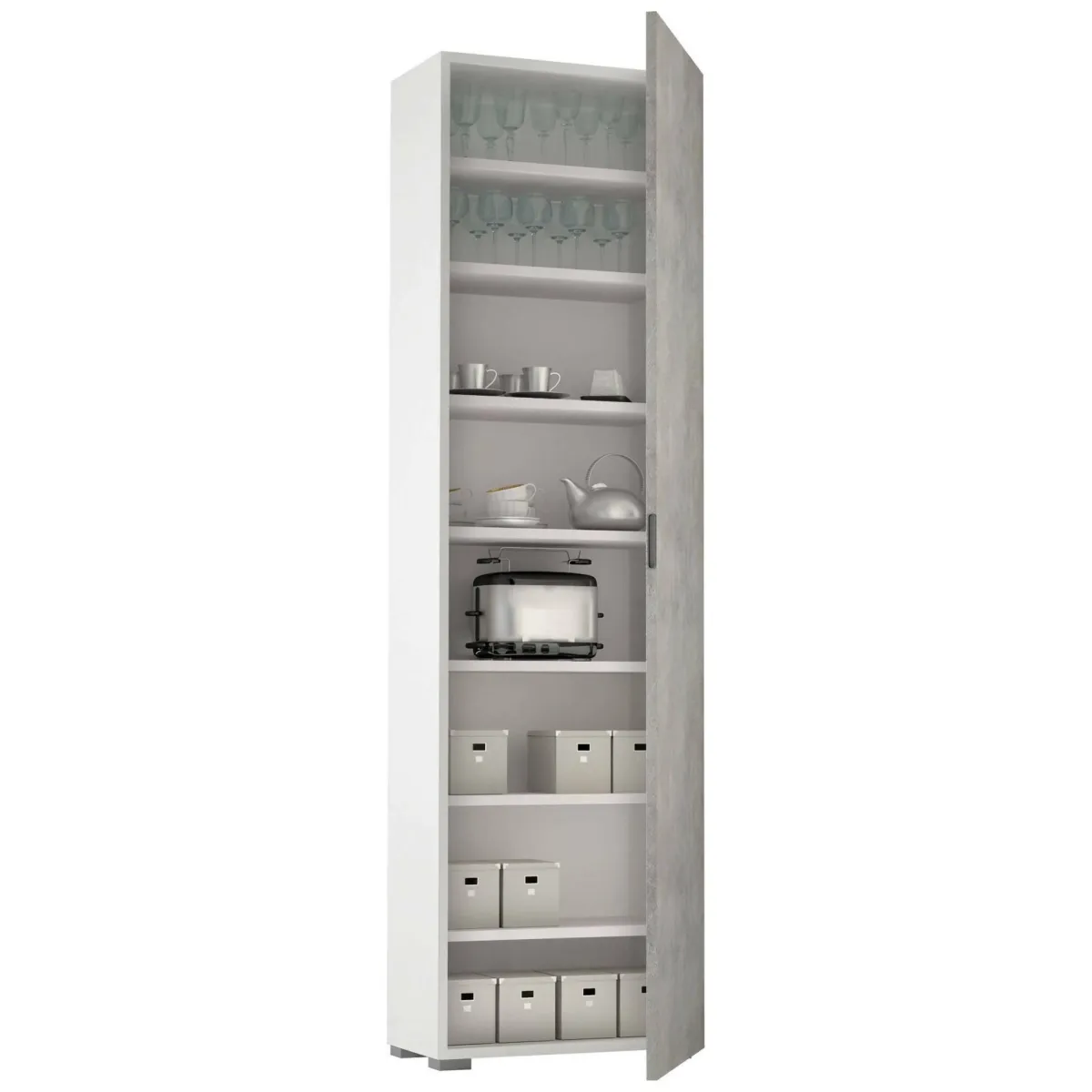 Armadi Multiuso 1 Anta|Camera Da Letto > Dmora Armadio bianco e cemento 1 anta 50x182h cm - Abuela Bianco, Grigio Cemento