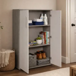 Armadi Multiuso 2 Ante|Camera Da Letto > Dmora Armadio bianco e grigio 2 ante 78x118h cm - Angie Grigio, Bianco Cemento