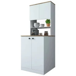 Altri Armadi Multiuso|Camera Da Letto > Dmora Armadio bianco e noce multifunzione 70x183h cm - Marty Marrone, Bianco Noce