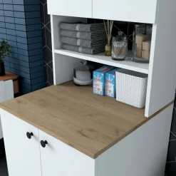Altri Armadi Multiuso|Camera Da Letto > Dmora Armadio bianco e noce multifunzione 70x183h cm - Marty Marrone, Bianco Noce