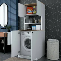 Altri Armadi Multiuso|Camera Da Letto > Dmora Armadio bianco e noce multifunzione 70x183h cm - Marty Marrone, Bianco Noce