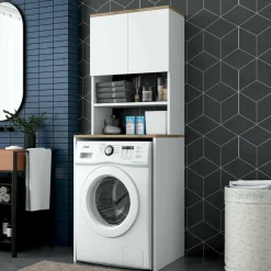 Armadio bianco e noce multiuso 65x183h cm - Fiamma