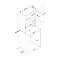 Armadio bianco e noce multiuso 65x183h cm - Fiamma