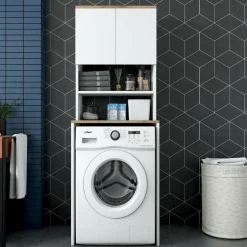 Armadio bianco e noce multiuso 65x183h cm - Fiamma
