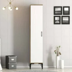 Armadi Multiuso 1 Anta|Camera Da Letto > Dmora Armadio bianco e noce slim 40x47h cm - Giusta Marrone, Bianco Noce
