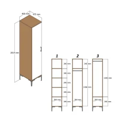 Armadi Multiuso 1 Anta|Camera Da Letto > Dmora Armadio bianco e noce slim 40x47h cm - Giusta Marrone, Bianco Noce