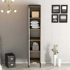 Armadi Multiuso 1 Anta|Camera Da Letto > Dmora Armadio bianco e noce slim 40x47h cm - Giusta Marrone, Bianco Noce