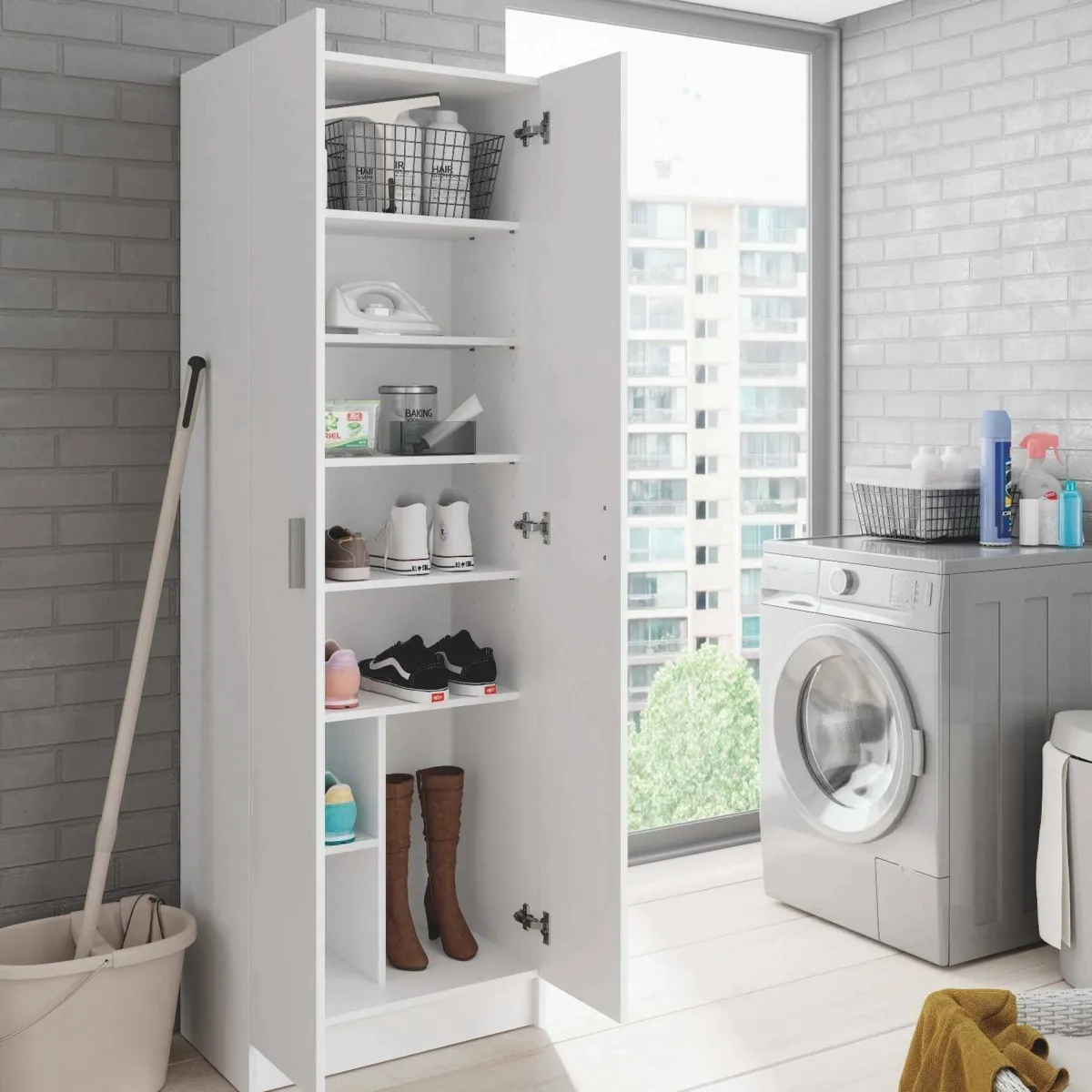 Armadi Multiuso 2 Ante|Camera Da Letto > Dmora Armadio lavanderia 59x180h cm - Altiplano Bianco