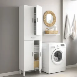 Altri Armadi Multiuso|Camera Da Letto > Dmora Armadio bagno 60x182h cm - Amiga Bianco Lucido