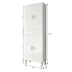 Altri Armadi Multiuso|Camera Da Letto > Dmora Armadio bagno 60x182h cm - Amiga Bianco Lucido