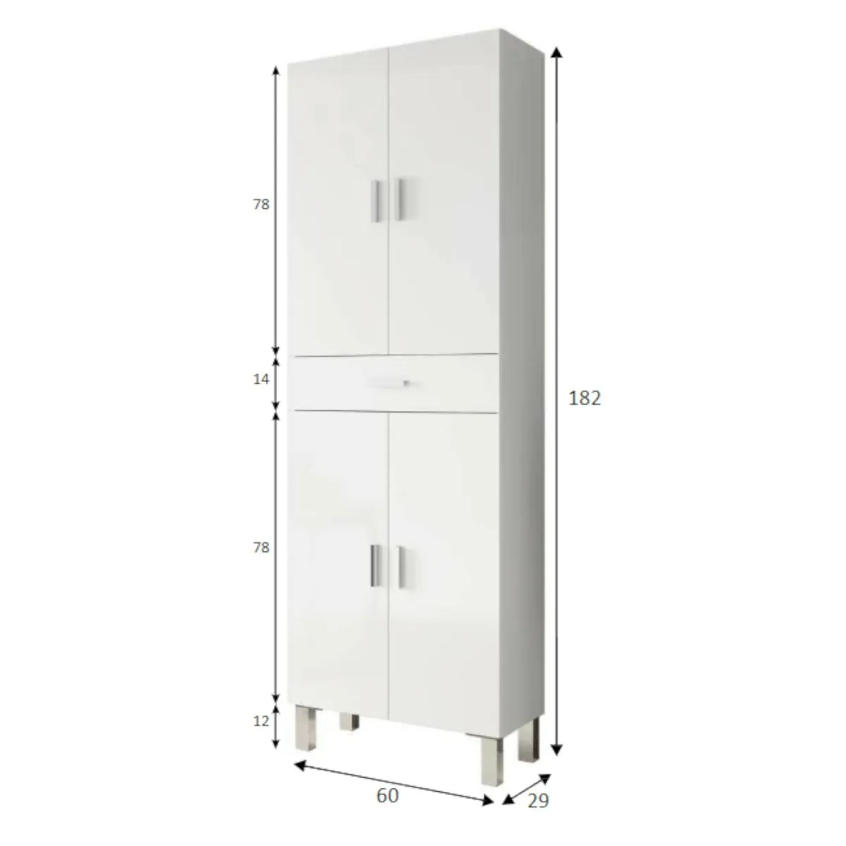 Altri Armadi Multiuso|Camera Da Letto > Dmora Armadio bagno 60x182h cm - Amiga Bianco Lucido