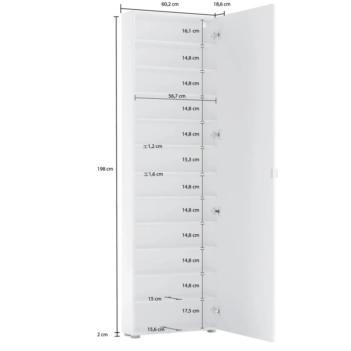 Armadio bianco lucido colonna 60x200h cm - Prehnite
