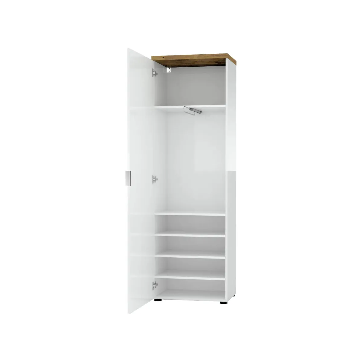 Armadi Multiuso 1 Anta > Dmora Armadio bianco lucido e legno colonna 60x190h cm - Tani Marrone Rovere, Bianco Lucido
