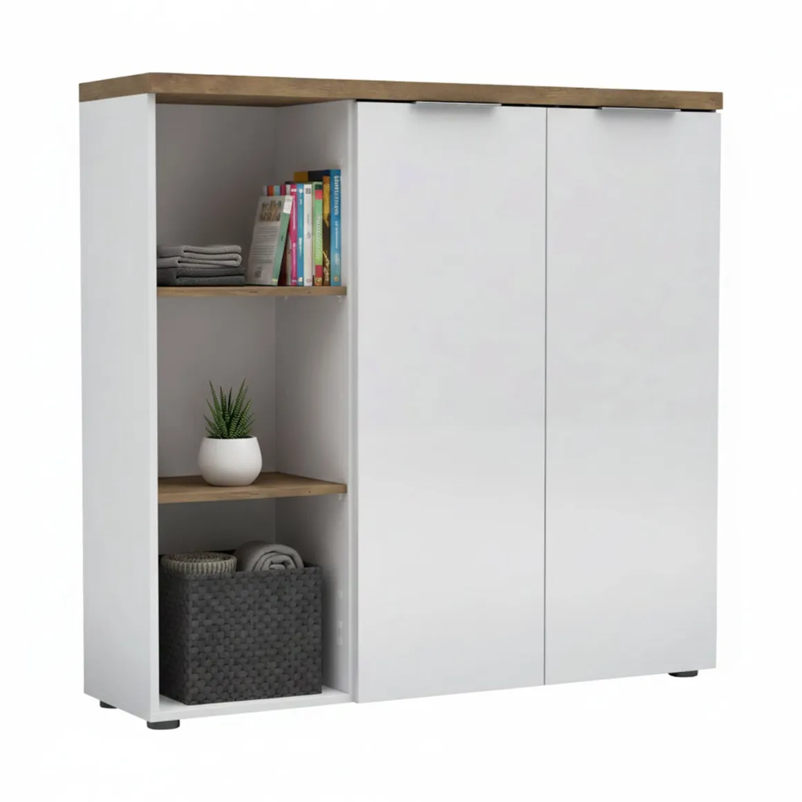 Armadio bianco lucido e legno salvaspazio 120x115h cm - Belsito