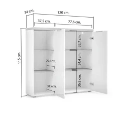 Armadio bianco lucido e legno salvaspazio 120x115h cm - Belsito