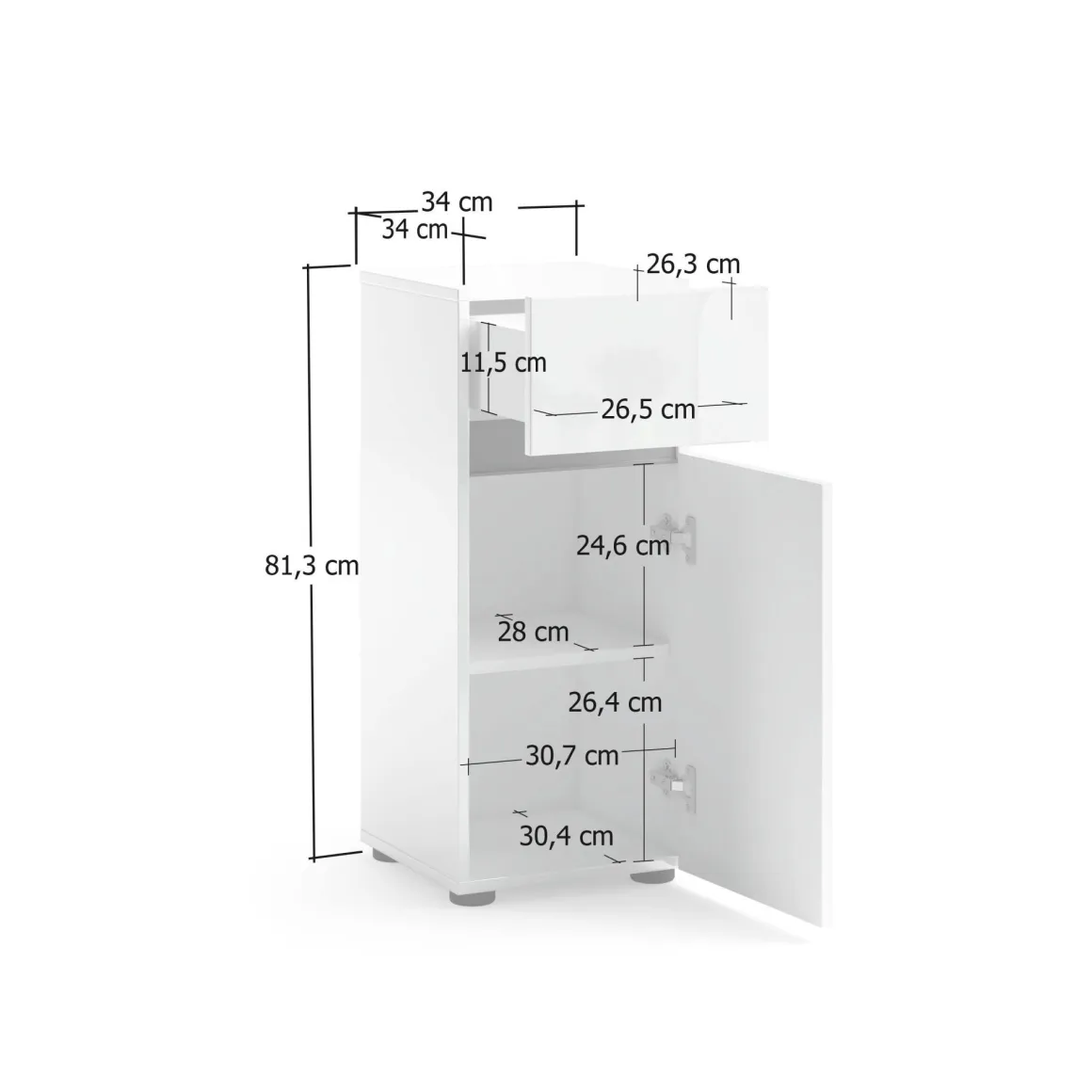 Armadi Multiuso 1 Anta|Camera Da Letto > Dmora Armadio slim 40x180h cm - Aquili Bianco Lucido