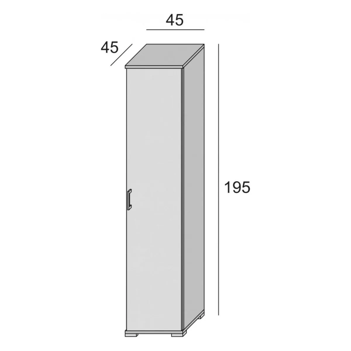 Armadi Multiuso 1 Anta|Camera Da Letto > Dmora Armadio stretto 45x195h cm - Aloise Bianco