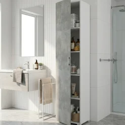 Armadio cemento e bianco 1 anta 45x195h cm - Aloise