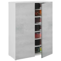 Armadi Multiuso 2 Ante|Bagno > Dmora Armadio cemento e bianco 2 ante 72x103h cm - Athenodora Bianco, Grigio Cemento