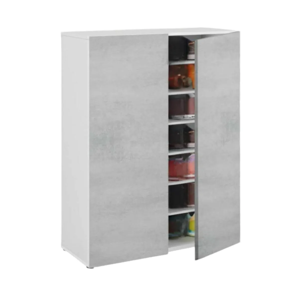 Armadi Multiuso 2 Ante|Bagno > Dmora Armadio cemento e bianco 2 ante 72x103h cm - Athenodora Bianco, Grigio Cemento