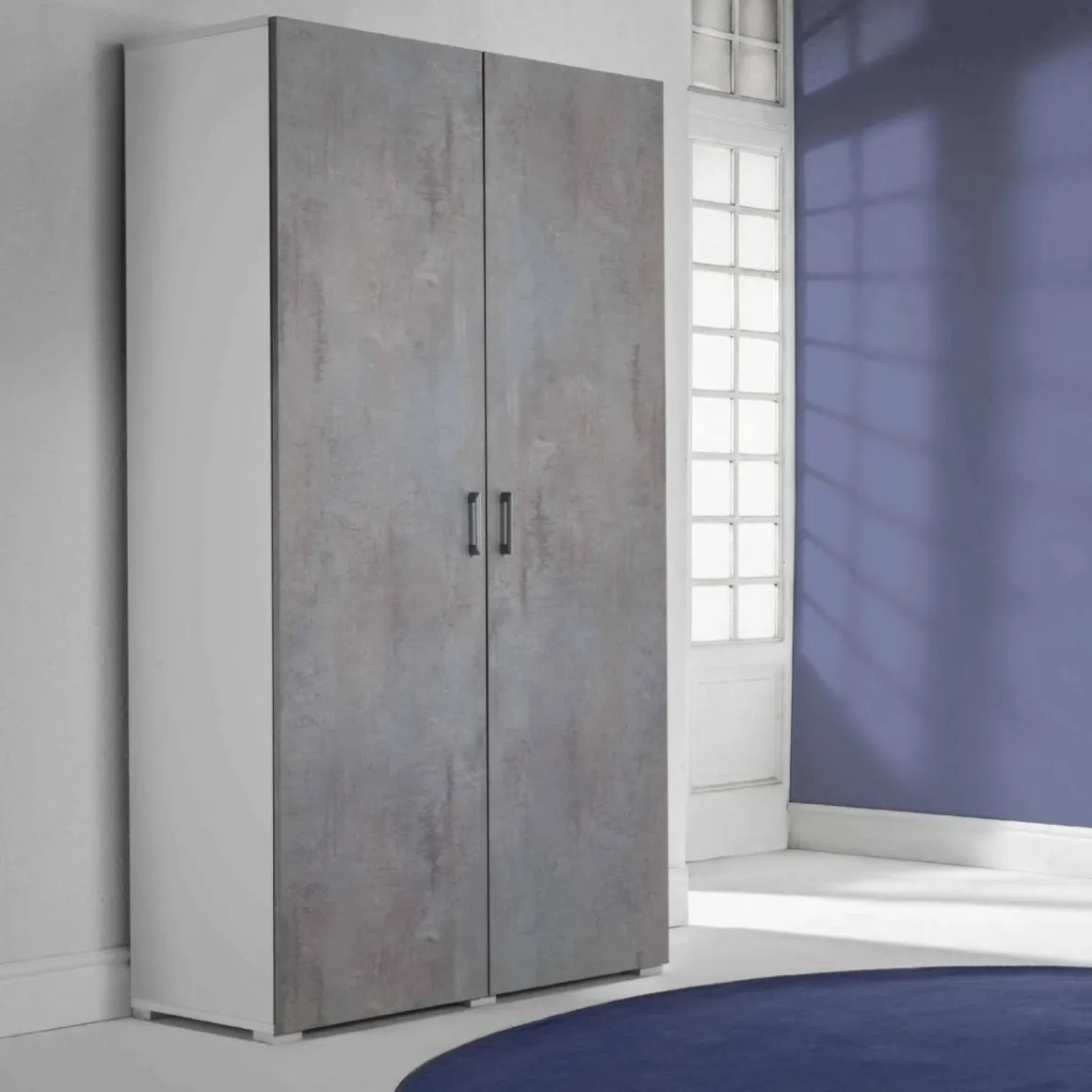 Armadio cemento e bianco 2 ante 90x195h cm - Aliosha