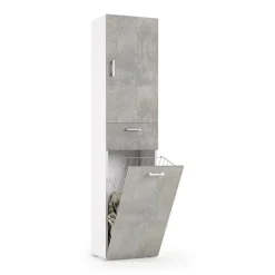 Armadio cemento e bianco con cassetto 45x195h cm - Aryanne