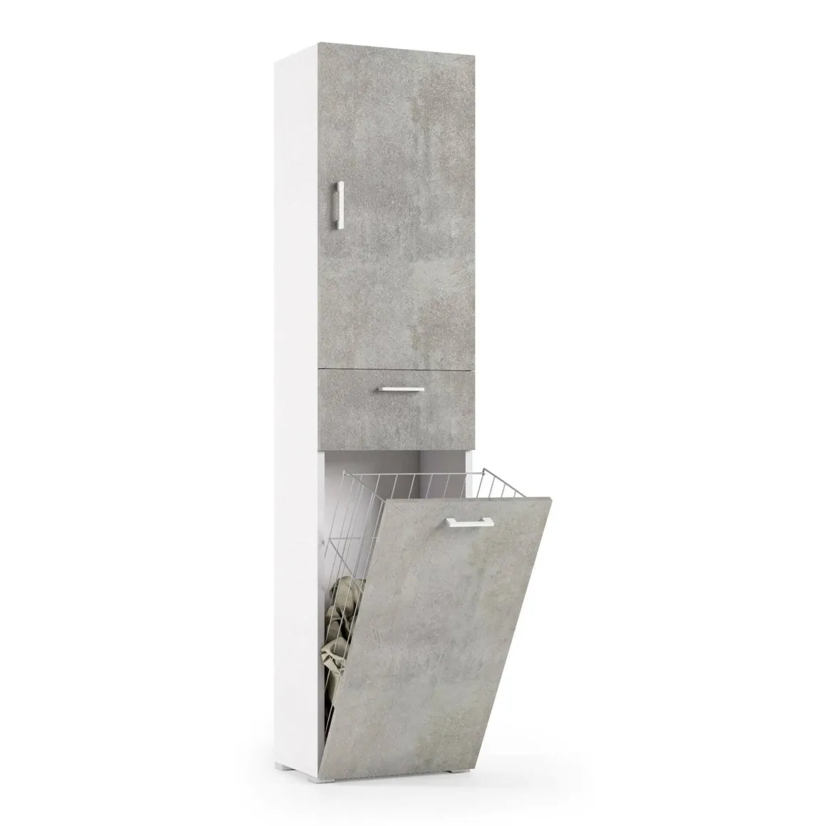 Armadio cemento e bianco con cassetto 45x195h cm - Aryanne