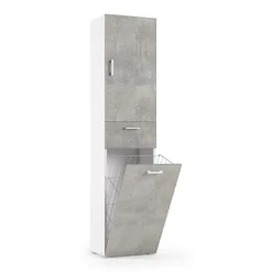 Armadio cemento e bianco con cassetto 45x195h cm - Aryanne