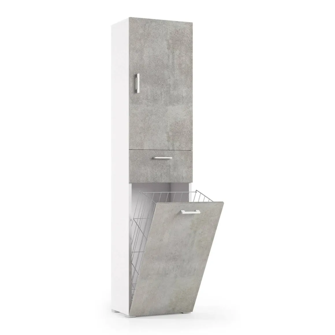 Armadio cemento e bianco con cassetto 45x195h cm - Aryanne