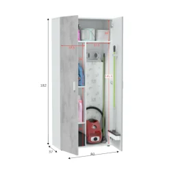 Armadi Multiuso 2 Ante|Camera Da Letto > Dmora Armadio cemento e bianco cucina 80x182h cm - Ashkita Bianco, Grigio Cemento