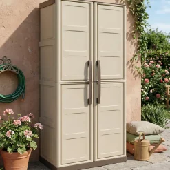 Armadi Da Esterno|Outdoor > Dmora Armadio da esterno 2 ante beige e marrone 70x178h cm - Ipno Marrone, Beige