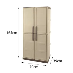 Armadio da esterno 2 ante beige e marrone 70x165h cm - Adenina