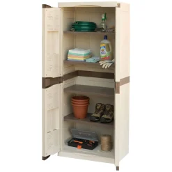 Armadi Da Esterno|Outdoor > Dmora Armadio da esterno 2 ante beige e marrone 70x85h cm - Acira Marrone, Beige