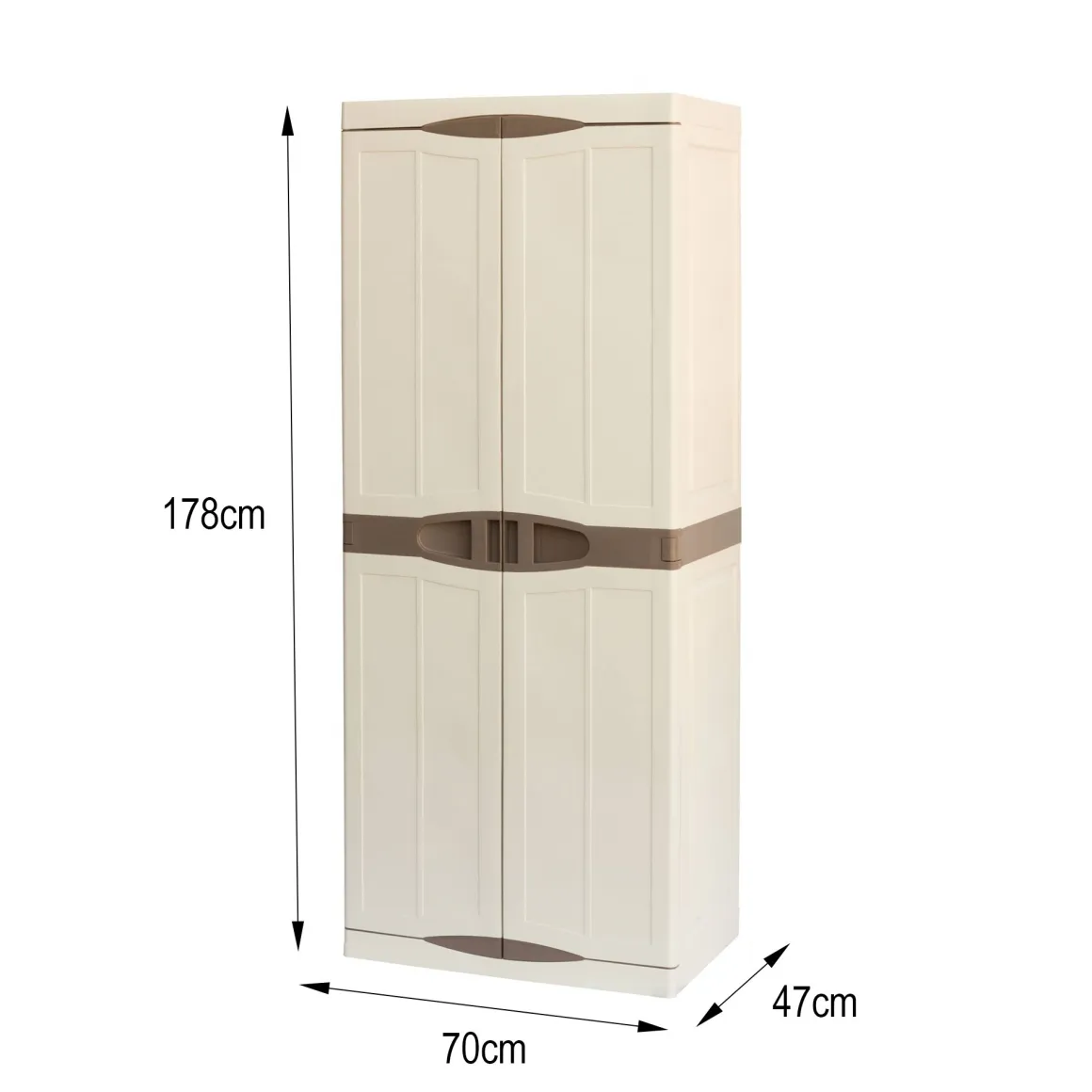 Armadio da esterno 2 ante beige e marrone 70x179h cm - Adenina