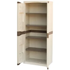Armadio da esterno 2 ante beige e marrone 70x179h cm - Adenina