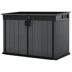 Armadi Da Esterno > Dmora Armadio da Esterno Grigio Nero Cassetti 2 Ripiani 191x109x133h cm, Apertura Battente, a Ribalta - Litchfield Nero, Grigio