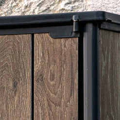 Armadi Da Esterno > Dmora Armadio da Esterno Marrone Noce Nero Cassetti 2 Ripiani 140x74x170h cm, Apertura Battente - Langdon Nero, Marrone Noce