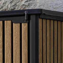 Armadio da Esterno Marrone Quercia Nero Cassetti 2 Ripiani 140x74x170h cm, Apertura Battente - Langdon
