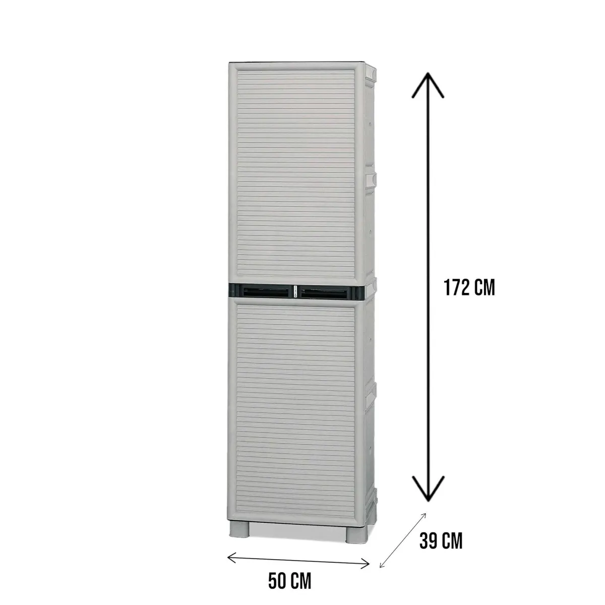Armadi Da Esterno|Outdoor > Dmora Armadio da Esterno Portascope Impermeabile 50x39x172h cm in Resina Antiurto con 3 Ripiani Made in Italy – Achae Grigio Chiaro