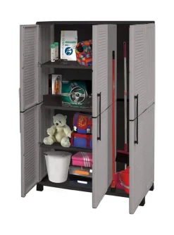 Armadi Da Esterno|Outdoor > Dmora Armadio da esterno salvaspazio grigio chiaro e nero 102x169h cm - Aruro Nero, Grigio Chiaro