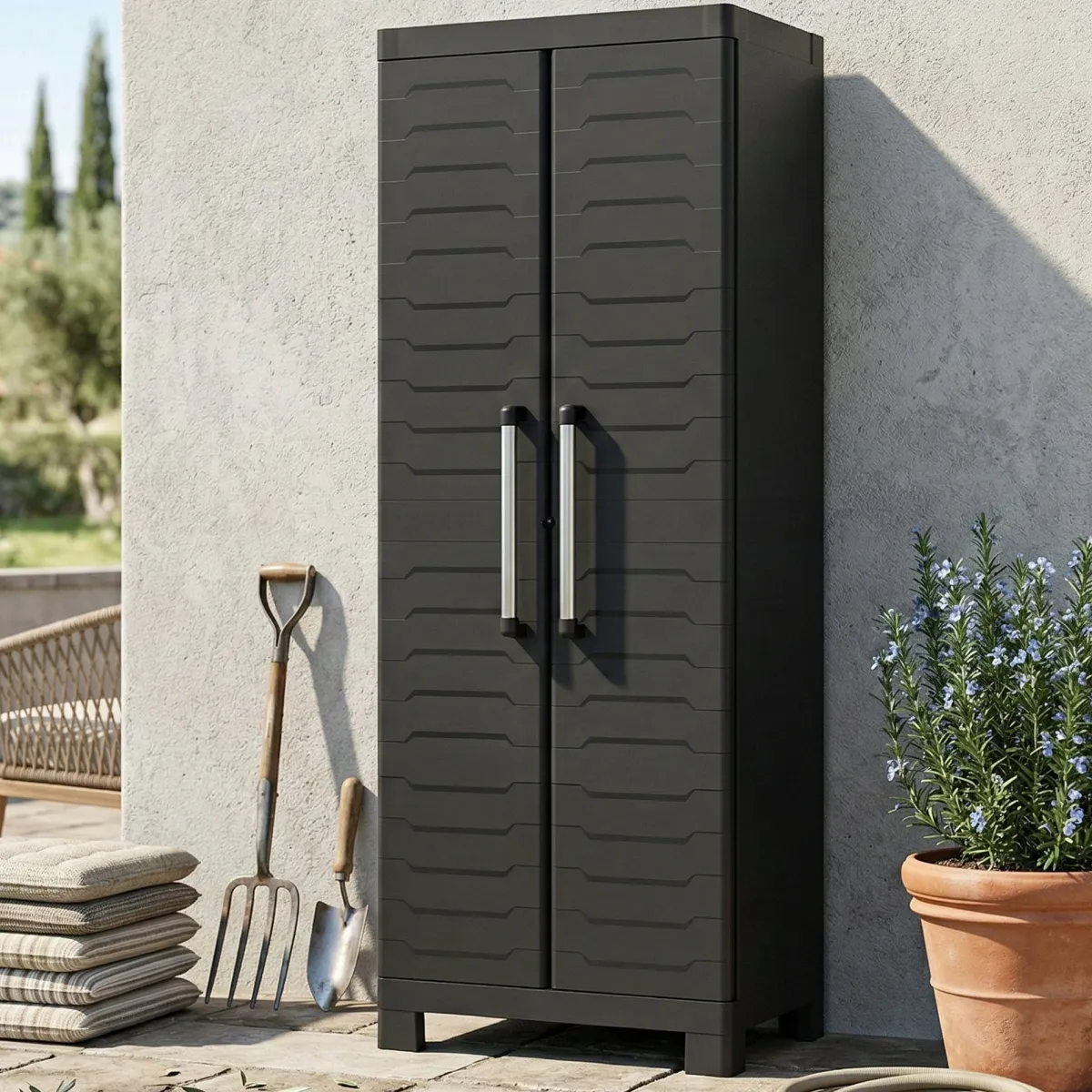 Armadi Da Esterno > Dmora Armadio da esterno Terrebonne, 65x45 h182 cm, Nero