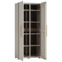 Armadi Da Esterno > Dmora Armadio da giardino 2 ante sabbia 80x180h cm - Melville Marrone Sabbia