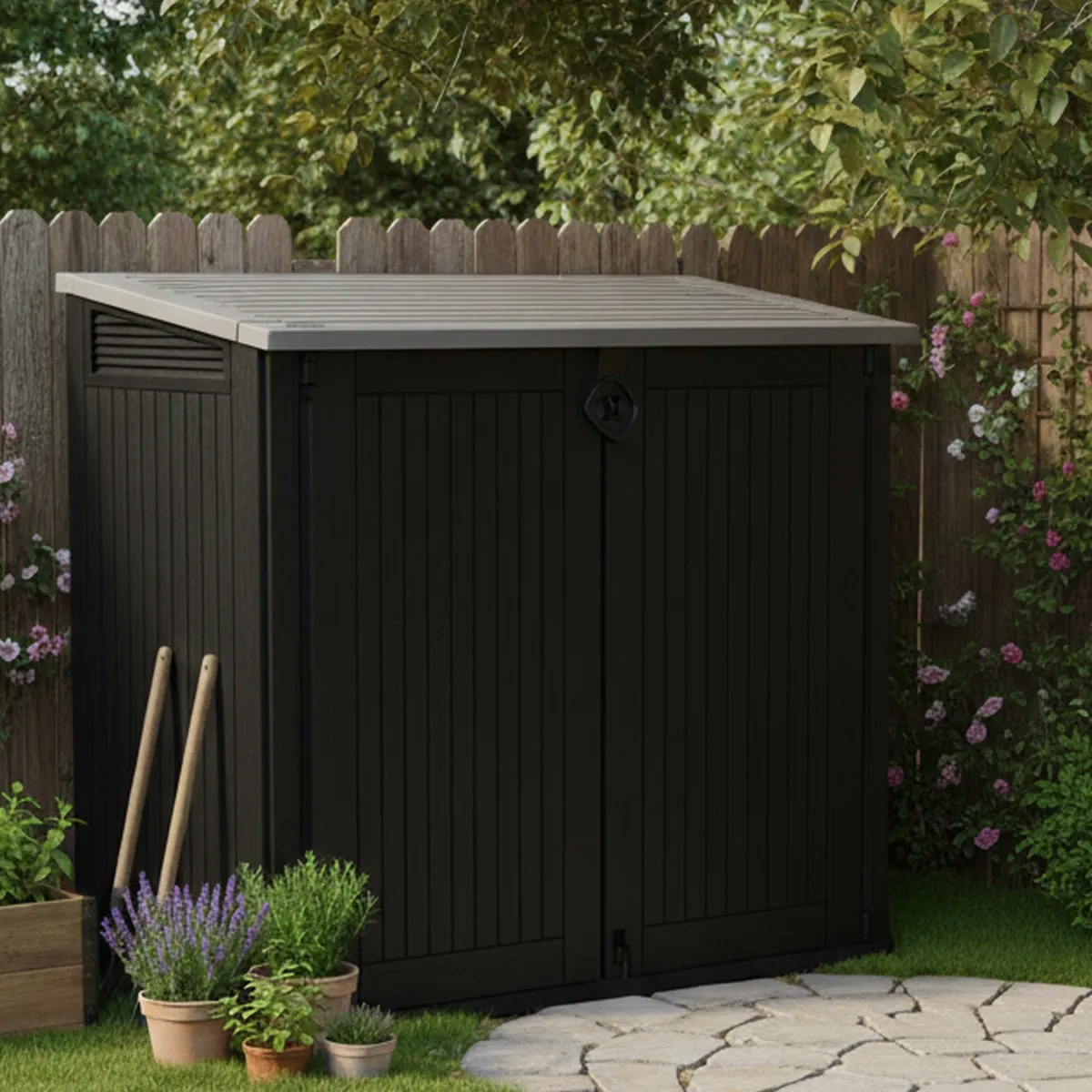 Armadi Da Esterno > Dmora Armadio da terrazzo 2 ante 132x113h cm - Gander Nero