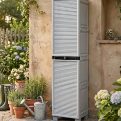 Armadi Da Esterno|Outdoor > Dmora Armadio esterno 2 ante 70x172h cm - Allain Grigio Chiaro