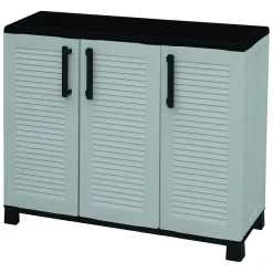 Armadi Da Esterno|Outdoor > Dmora Armadio esterno 3 ante grigio chiaro e nero 102x90h cm - Alaghesia Nero, Grigio Chiaro