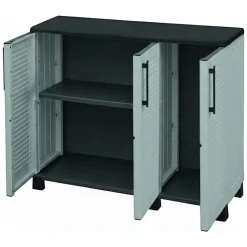Armadi Da Esterno|Outdoor > Dmora Armadio esterno 3 ante grigio chiaro e nero 102x90h cm - Alaghesia Nero, Grigio Chiaro