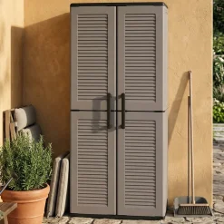 Armadi Da Esterno|Outdoor > Dmora Armadio esterno 2 ante grigio e nero 68x163h cm - Arabel Nero, Grigio